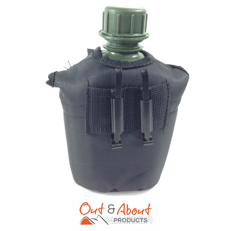 Water Bottle Canteen Kidney Shape With Black Cover