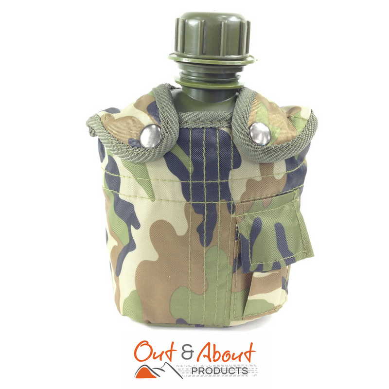 Water Bottle Canteen Kidney Shape With Woodland Cover