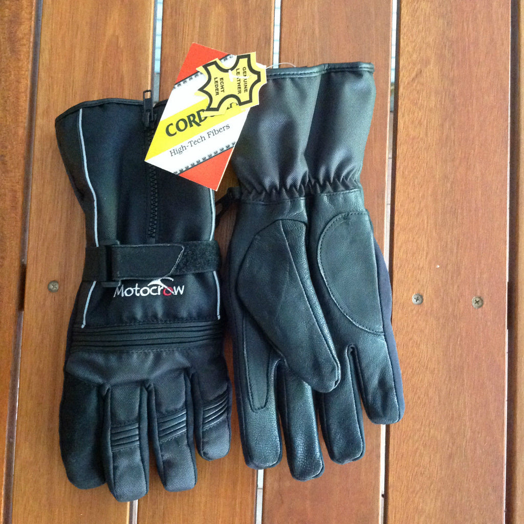 Motorbike Gloves Long Leather and Cordura Motocrow RRP $50.00